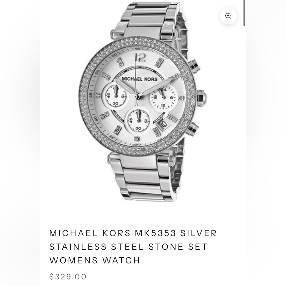 Michael Kors Silver Crystal-Accented Women's Watch